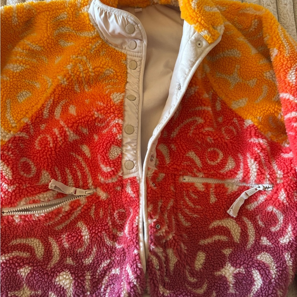 FP Movement by Free People Orange and Red Teddy Jacket with Gradient Design - Picture 2 of 4